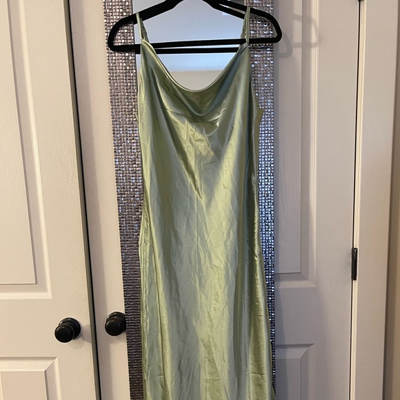 Sage Silk Dress - Picture 3 of 10